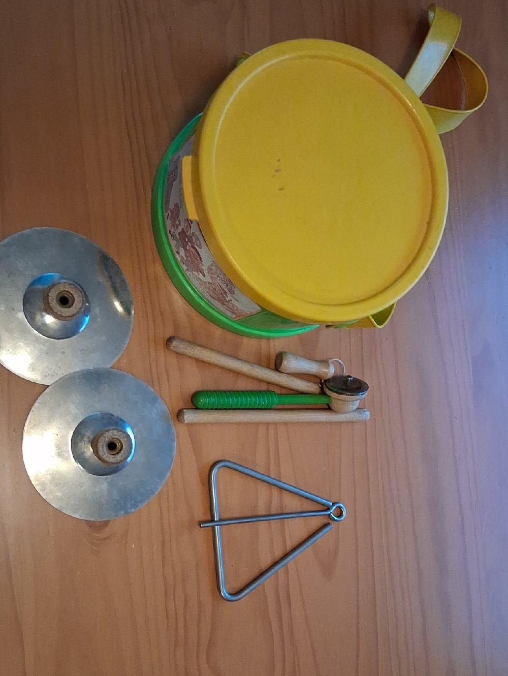 Sesame Street Yellow & Green Toy Drum and Percussion Set